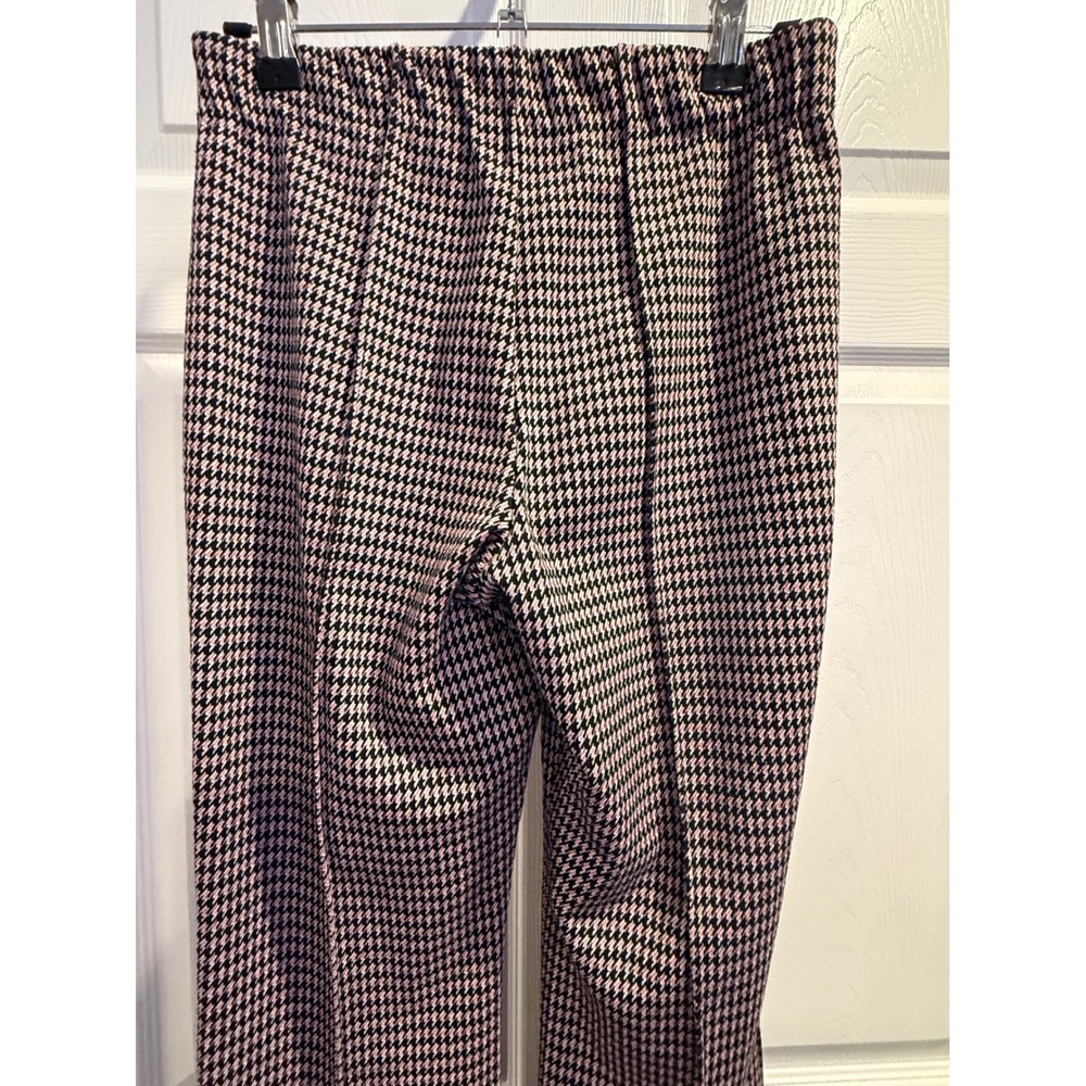 Eva Franco Pink Black Houndstooth Wide Leg Pull On Pants XS Seam Front
